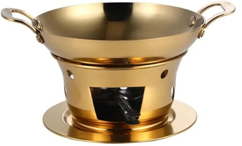 JINGCHI Chafing in acciaio inox, set da buffet for scaldavivande in acciaio inox con fornello ad alcool, pentola calda commerciale a secco for matrimoni, catering, feste(Gold,24cm)