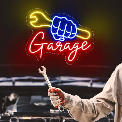 Anpassat garage neonskylt, personlig verkstadsmärke bil neon, garage neonskylt konst, garage neondekor, garage öppen skylt, garage väggdekor