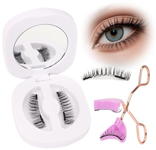 MOTIBACK Juego de 2 Pares de Pestañas Magnéticas Naturales y Pro, Pestañas Postizas Magnéticas con Caja de Espejo y Aplicador, Reutilizables para Mujer - Fáciles de Usar para Maquillaje Perfecto
