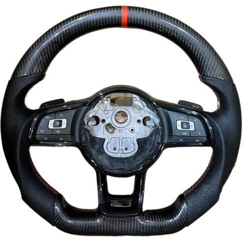 Sportlenkräder Kompatibel Mit VW Für Golf MK7 7.5 R Für Arteon Für Passat B8 Für Troc Für Tiguan MK2, Carbonfaser-Sportlenkrad Mit Schlüsselknopf(Red)