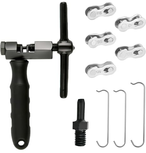 coalwop Tronchacadenas Bicicleta Kit – 5 Pares de Eslabones de Enlace Rápido, Tronchacadenas Bicicleta para Cadenas de 5–12 Velocidades, Herramientas de Mano para Bicicletas para MTB/Urbana/Rennrad