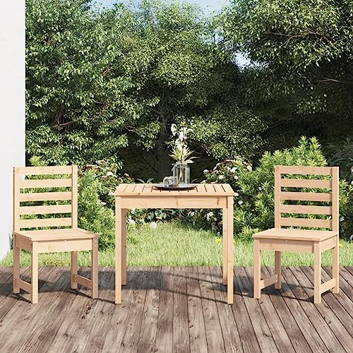 JHQHSM Ensemble bistro de jardin 3 pièces en pin massif pour terrasse, balcon, jardin, ensemble de bistrot classique en bois avec plateau de table robuste et chaises confortables, résistant aux