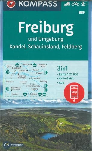 KOMPASS Wanderkarte Freiburg und Umgebung, Kandel, Schauinsland, Feldberg: 3in1 Wanderkarte 1:25000 mit Aktiv Guide inklusive Karte zur offline ... (KOMPASS-Wanderkarten, Band 889)