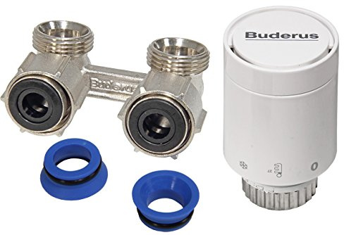 Buderus Thermostatkopf Set mit Zweirohrarmatur Eckform für VC/VCM Heizkörper