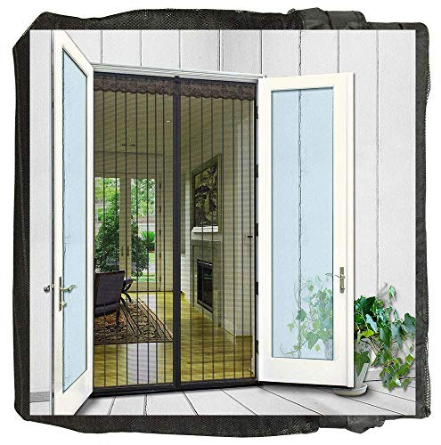 Magnetic Screen Door 158 X 206 cm Cover Double Mesh Curtain with Full Frame Magic Tape Magic Instant Mesh Door for Front Door and Home Outside Kids/Pets Walk Through Easily