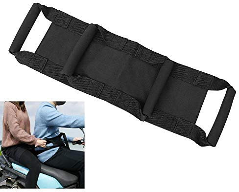 Motorcycle Passenger Grab Handles,Safety Grips With 4 Handels,For Atv Motobike,Adjustable Belt,Oxford Black 45 * 17cm