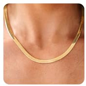 CHESKY Herringbone Necklace for Women, Dainty Gold Chain Necklace 14k Gold Plated 5MM Flat Snake Chain Necklaces Thick Chunky Chain Choker Necklaces for Women jewelry