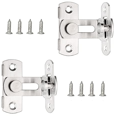 Dtoterul Edelstahl Türschloss 2 Stück Edelstahl Tür Riegel Edelstahl Rechten Winkel Türbeschlag Türriegel 90 Grad Winkel Mit Schrauben Tür Riegel für Fenster Möbel Door Lock