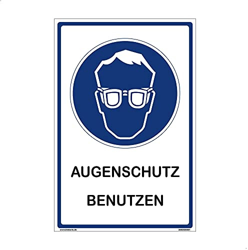Kleberio® Hinweisschild Labor - Augenschutz benutzen - 30 x 45 cm Arbeitsbrille Werkstatt Schild Chemie Sicherheits Brille Schutzbrille für Brillenträger
