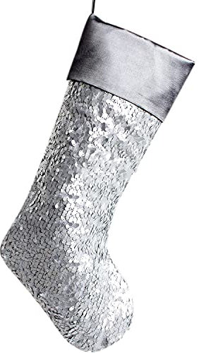 DUO ER 5 stücke Weihnachtsstrumpf Weihnachtsbaum Ornamente Silber Pailletten Luxus Dekoration Anhänger Geschenk Tasche Weihnachten Strümpfe Geschenk Tasche Große Socken