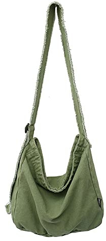 XACKWUERO Damen Mode Canvas Crossbody Tasche Große Schultertasche Hobo Einkaufstasche Arbeitstasche mit verstellbarem Schultergurt