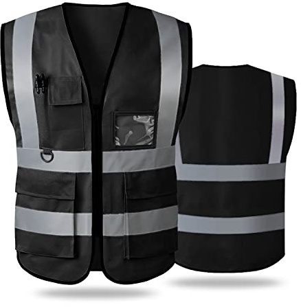 Chaleco de seguridad reflectante de alta visibilidad para mujeres y hombres, con bolsillos y cremallera frontal, cumple con las normas ANSI/ISEA