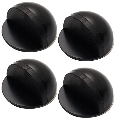 CKLHCFF 4 Stück Türstopper Boden Selbstklebend Schwarz Edelstahl Türstopper Boden ohne bohren für alle Hartböden, Schwerer Door Stopper mit Gummipuffern Zum Schutz Von Wand und Möbel (Schwarz-4)