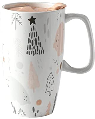 Tazzine Caffè Tazza da Caffè Tazza di Tè Tazza In Ceramica Con Manico Set Di Tazze Da Caffè Di Grandi Dimensioni Con Coperchio Tazza Carina Riscaldamento A Microonde Multifunzionale Tazzine di Caffe T