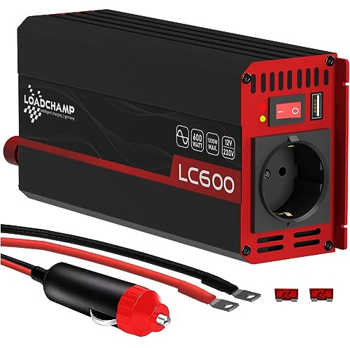 LOADCHAMP Wechselrichter 12V 600W Reiner Sinus Spannungswandler Inverter