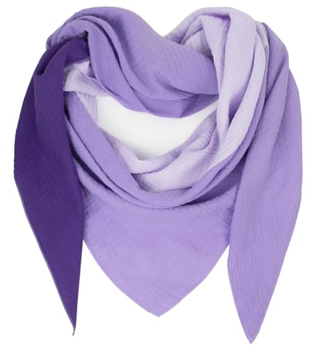 Gloop Sciarpa da donna XXL a maglia triangolare sciarpa foulard cotone triangolo mussola sciarpa sciarpa sciarpa senza graffi sulla pelle Made in Italy, Viola chiaro viola scuro, Taglia unica
