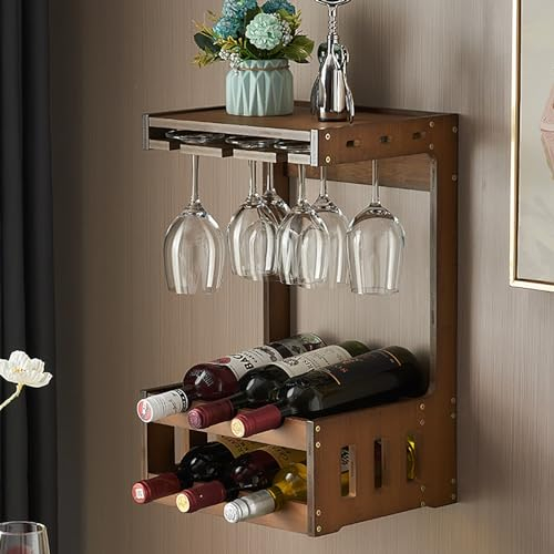 LLYLAFDC Estante De Vino Montado En La Pared para Botellas Botellero De Montado En La Pared De Copas De Champán Montado En La Pared Organizador De Cocina para Colgar En La Pared