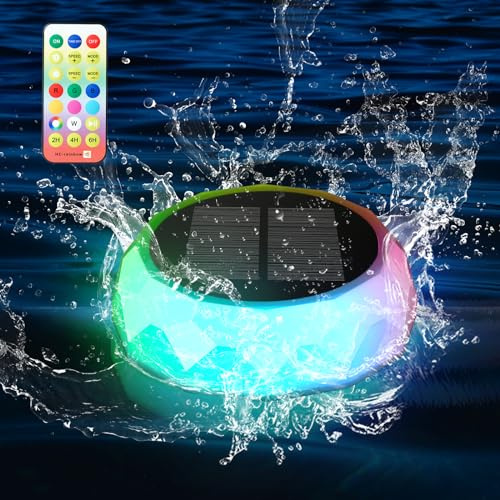 flintronic Großer Dosierschwimmer, Solar Schiffchen Schwimmender Chlorspender, Pool Dosierschwimmer, IP68 Wasserdichter, Einstellbar Faltbar, mit Fernbedienung, mit Bunten Lichtern