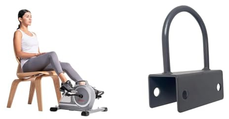Sunny Health & Fitness Magnetic Under Desk Mini Exercise Cycle Bike, Dual Function + Unisex's U-Ring Attachment for Power Racks and Cages – SF-XFA005, Black, One Size