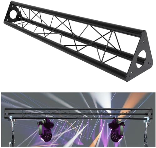KUAFU 5ft Triangle Truss Lighting for DJ Booth Lighting System Stand and Live Stream, Mobile Steel Lighting Triangle Bolted Truss, Black