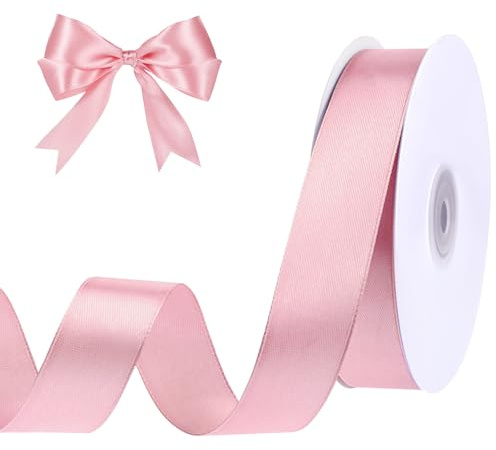 45 m Schleifenband Rosa, 25 mm Breit Satinband Dekoband für Kommunion Deko Hochzeit Geburtstag Babyparty Geschenkverpackung