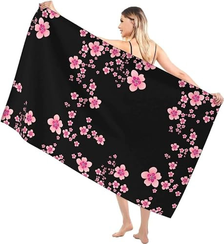 okoikfc 3D Strandtuch 200x200 cm Kirschblüten Badetuch Groß Kirschblüten Microfaser Handtücher Weich Schnell Trocknen Strandhandtuch Herren Frauen Badetücher, Strandtücher Strandlaken Handtuch A1946