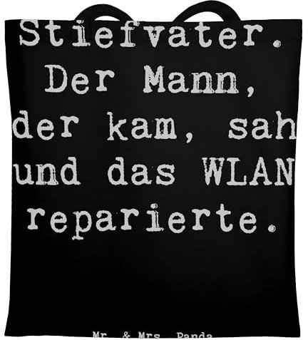 Mr. & Mrs. Panda Tragetasche Spruch Stiefvater Held - Geschenk, Umhängetasche, Tüte, Shopping Tasche, Technik, Stofftasche, Stiefkinder, einzigartige Designs, Shopper, reparierte, Liebe, Familie