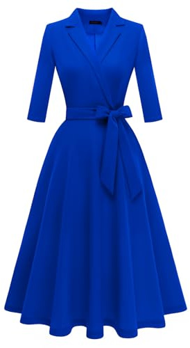 Meetjen Women's Vintage Tea Dress Fall Fit and Flare 3/4 Sleeve Elegant Cocktail Party Formal Church Dresses 2026