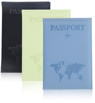 0XBIT Passport Hülle, 3 Stück Reisepass Hülle, Leder Material Passport Cover, Reisepasshülle Kann Reisepass, Personalausweis, Kreditkarte, Flugticket Aufbewahren