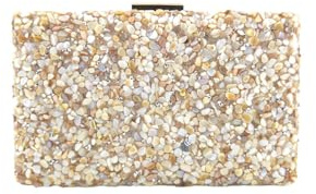 MODELISA - Bolso Clutch Cartera De Mano Cadena De Hombro Piedras Boda Noche Evento Mujer (Beige)
