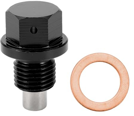 Motoforti Tornillo De Drenaje De Cárter Universal Para Aceite, Tuerca De Drenaje De Cárter, M12X1.75, Aleación De Aluminio, Negro, 1 Juego
