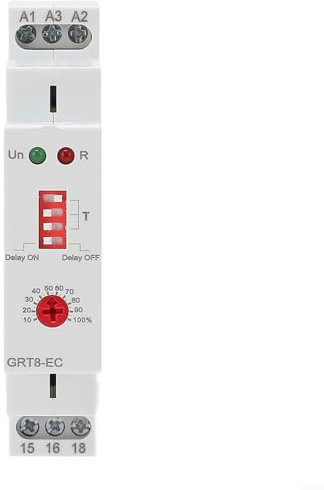 Relé temporizador de ciclo, interruptor de temporizador compacto modelo Grt8e cuenta con indicadores LED brillantes, para proyectos electrónicos industriales Ac/DC 12 V ~ 240 V