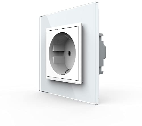 LIVOLO Touch Sensor Lichtschalter und Steckdosen Einbau USB RJ45 Bluetooth Lautsprecher Glas Wandschalter Kombinationen mehrfach Blenden Glas (Steckdose, 1-Fach)