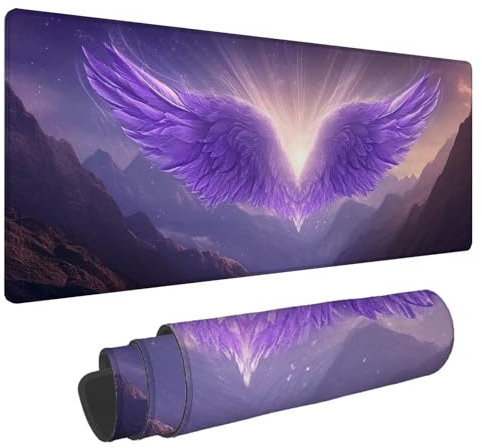 Tapis de Souris Violet Tapis de Souris XXL Aile 1500x800x4mm Tapis Souris Gamer, sous Main Bureau Ordinateur Portable, Mouse Pad Bords Cousus Caoutchouc Antidérapante, pour Souris et Clavier A-184