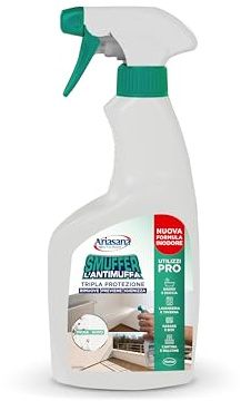 Ariasana Smuffer Professional, L'antimuffa Igienizzante, Rimuovi muffa spray contro funghi, alghe e muschi, Fungicida spray cantina e cucina, per interni ed esterni, 375ml
