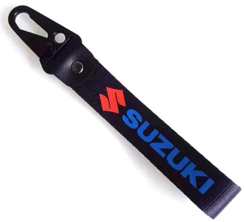 WRFUU Moto Polyester Porte-clés personnalisé en brodé Porte-clés personnalisé Porte-clés pour Suzuki,Black-A