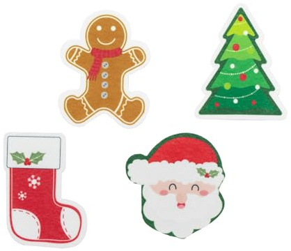 Set mit 4 weihnachtlichen Küchenschwämmen ohne Kratzer Reinigung Mehrzweckschwämme Weihnachtsmuster