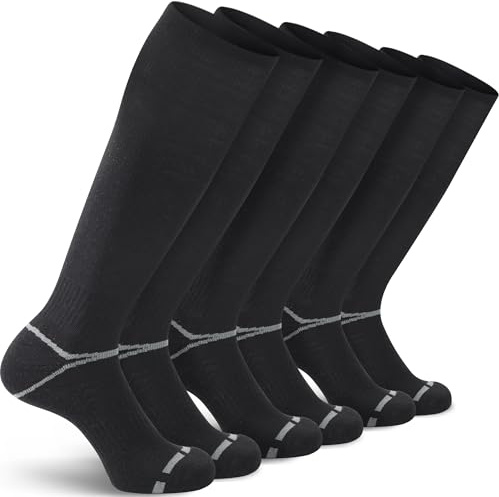 FYTUTESE 3 Pack Soccer Softball Baseball Socks Football Socks for Youth Men and Women Black Medium