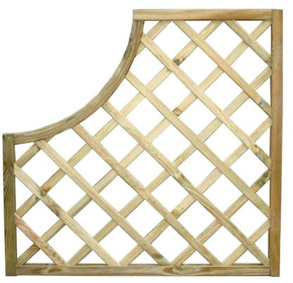 LoviStore Pannello Grigliato Sagomato in Legno Impregnato 90X90cm, Grigliato in Legno, Rete a Griglia per Siepi, Edera, Terrazzi, Balconi, Giardini (Angolo Concavo)