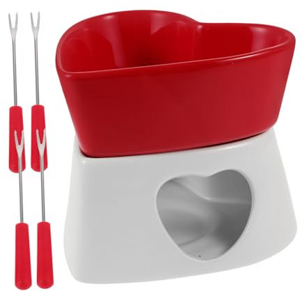 TOPBATHY 1 Juego Mini Fondue Pot Cerámico para Chocolate y Queso de Fondue Individual con Tenedores para Calentar y Fiestas