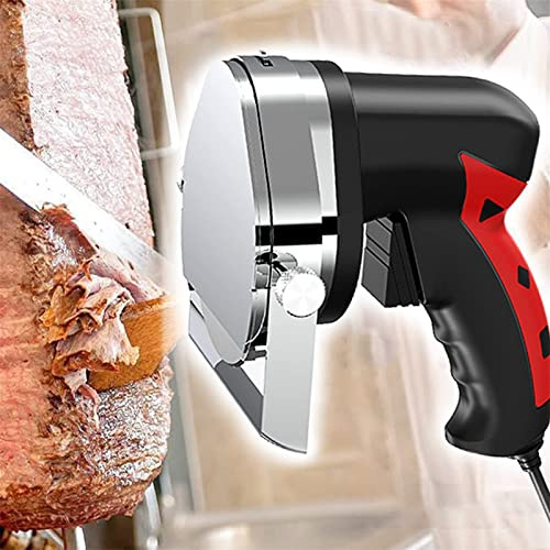 Jrcfnss Cortador de Kebab Comercial, Cuchillo eléctrico Profesional Shawarma Doner Kebab, Cuchillo de Barbacoa de Espesor Ajustable de 0-8 mm para Cortar Cordero Kebab Turco