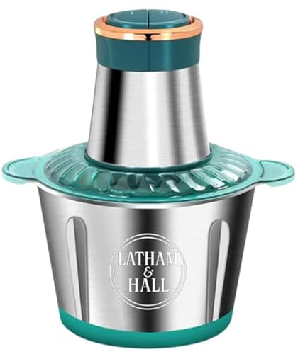 LATHAM & HALL Batidora de alimentos multifuncional, verde y plateado, 2 ajustes de velocidad, jarra de vidrio de 3 litros, potente motor, batidos, sopas, batidos y más