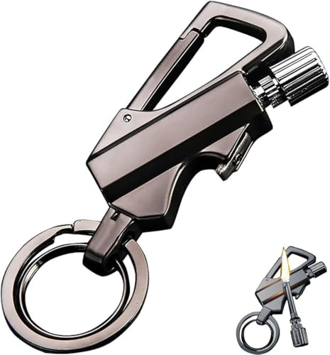 Permanent Match Metall Feuerzeug,Ewiges Streichholz Schlüsselanhänger, Wiederbefüllbares Infinity Feuerzeug, Multifunktionales Schlüsselanhänger. (1, Schwarz)