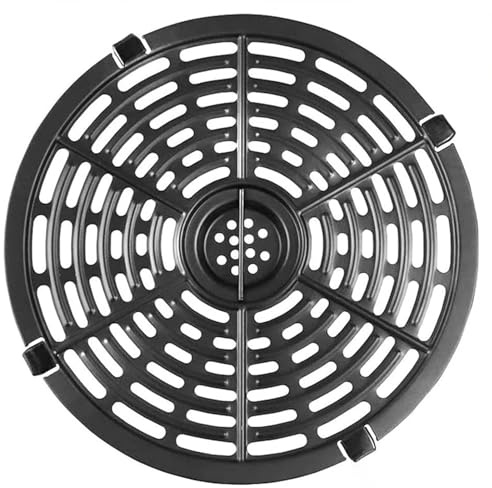 Jlnmmn Plato Crujiente, Placa de Freidora de Aire, Construcción de Acero al Carbono con Mango de Silicona, Negro, no es Necesario Darle la Vuelta (22cm)
