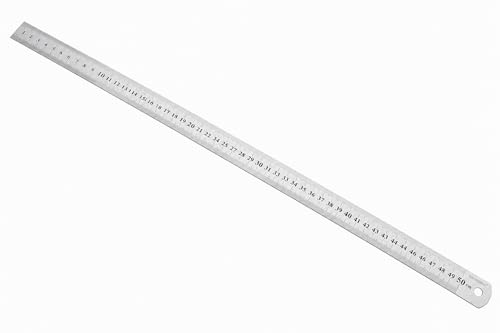 DAUMKINO Edelstahl Lineal, Metall, 50 cm | Metalllineal, Millimeter- & Inch-Skalierung, Einzellängen oder Set, Schule, Büro & Werkstatt