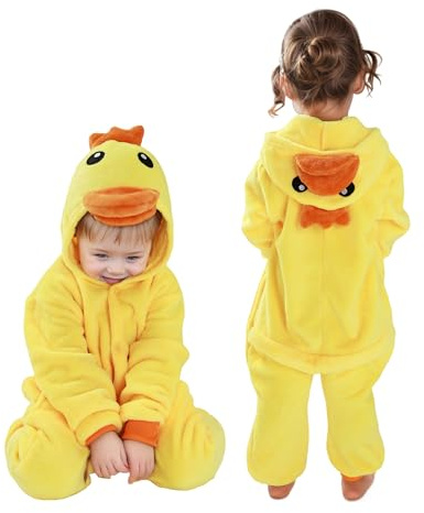 Fairycos Enten Kostüm Kinder Entenkostüm Kleinkind Tierkostüm Duck Faschingskostüme Karneval Junge Mädchen 104 110 116