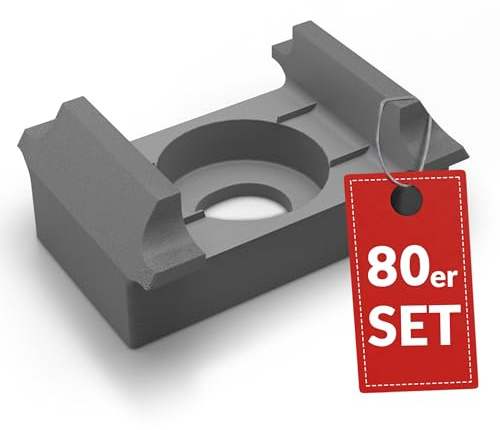 Qualinos 80x Doppelstabmattenzaun Klemmbock flach, PP-COPO, Silber/Verzinkt