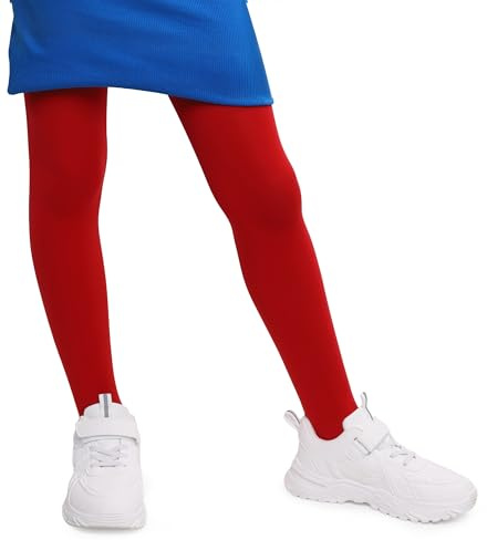 Annes styling Medias opacas para niña, suaves, 40 DEN, perfectas para escuela y ballet, cómodas, elásticas, tallas 98 – 152, rojo, 2-4 años
