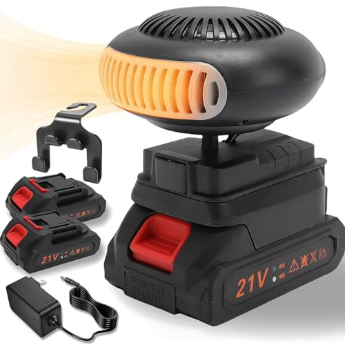 Chauffage alimenté par batterie, 2026 nouveau chauffage de voiture portable alimenté par batterie, radiateur sans fil sans fil, pour bureau, intérieur (10 cellules,Batterie * 2)