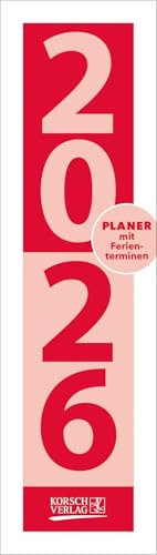 Streifenplaner Mini Rot 2026: Praktischer Streifenkalender mit Spiralbindung, Format: 8,5 x 30 cm